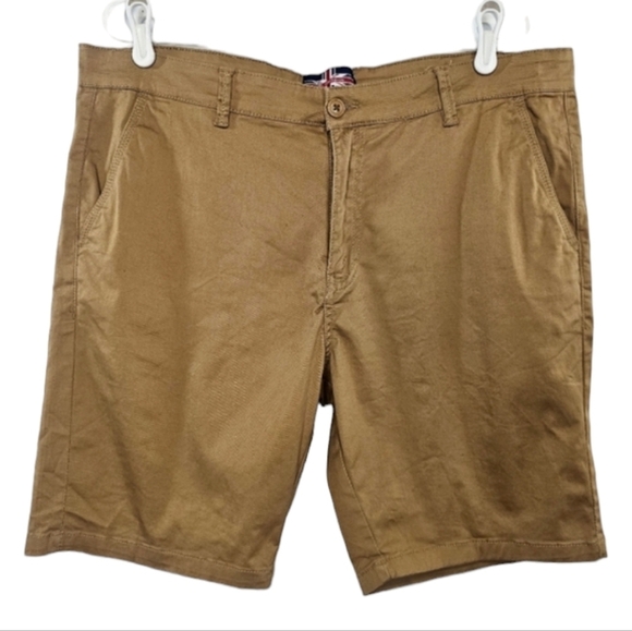 Soul of London Brown Chino Shorts Size 38 REG Premium Stretch NWT - Picture 1 of 7